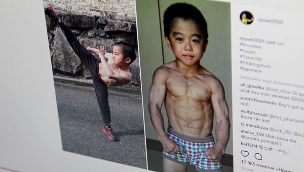 Семилетний Рюдзи Имаи, известный как маленький Брюс Ли. Фото со страницы Instagram пользователя ryusei2010 - Sputnik Кыргызстан