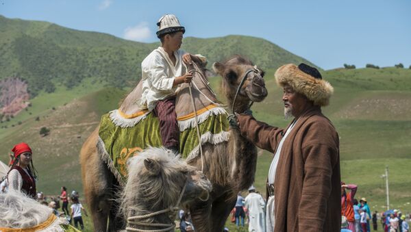 Чуңкурчак капчыгайындагы этнофестивалдын катышуучулары. Архив - Sputnik Кыргызстан
