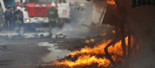 Пожар на Строгинском строительном рынке Синтика в Московской области - Sputnik Кыргызстан