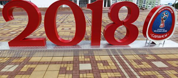 Инсталляция с символикой ЧМ-2018 в Саранске - Sputnik Кыргызстан