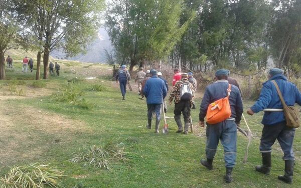 Возгорание началось 10 сентября примерно в 14.30. Огонь тушат 43 сотрудника МЧС и 20 жителей ближайших сел - Sputnik Кыргызстан
