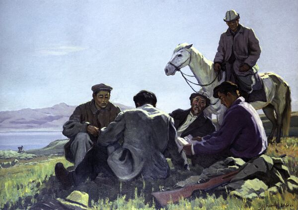 Репродукция картины Г.А.Айтиева Чабаны - Sputnik Кыргызстан