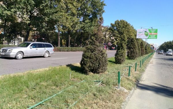 Ограждение посреди трассы на проспекте Чуй возле микрорайона Восток-5 сделают ниже, но заостренные концы останутс - Sputnik Кыргызстан