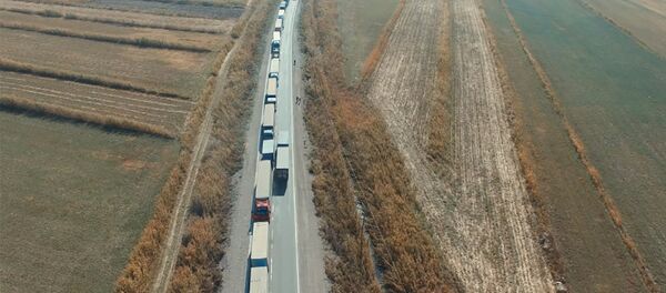 Как выглядит пробка на границе с Казахстаном — аэросъемка - Sputnik Кыргызстан