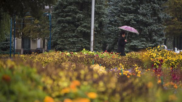 Женщина с зонтом идет во время дождя. Архивное фото - Sputnik Кыргызстан