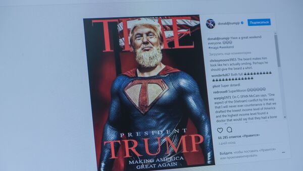 Президент США Дональд Трамп в образе Супермена. Фото со страницы пользователя Instagram donaldjtrumpjr - Sputnik Кыргызстан