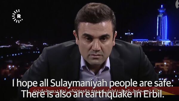 Как из-за землетрясения прервался прямой эфир иракского телеканала — видео - Sputnik Кыргызстан