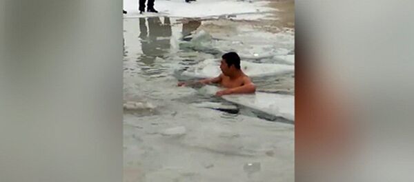 Жалал Абадда улакчылардын тарткан торпогу музду жарып сууга түшүп кетти. Видео - Sputnik Кыргызстан