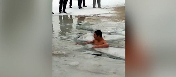 В Бишкеке игрок в кок-бору вытащил из ледяной воды тушу теленка — видео - Sputnik Кыргызстан