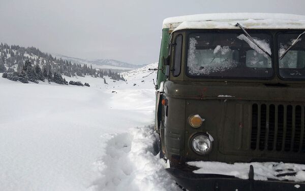 В предгорной зоне Ак-Сууйского района Иссык-Кульской области выпал снег, высота которого местами достигает одного метра - Sputnik Кыргызстан