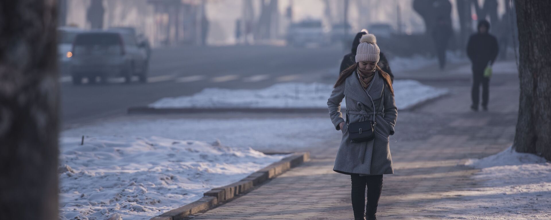 Девушка идет по одной из улиц Бишкека. Архивное фото  - Sputnik Кыргызстан, 1920, 04.01.2024