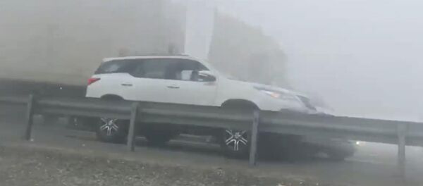 Из-за тумана в Дубае грузовик снес 44 машины, стоявшие на обочине, — видео - Sputnik Кыргызстан