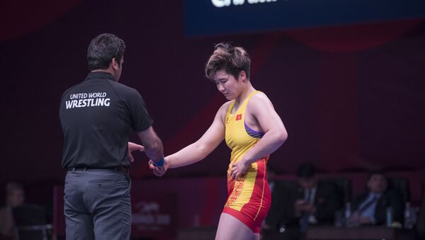 Чемпионат Азии по женской борьбе во Дворце спорта в Бишкеке - Sputnik Кыргызстан