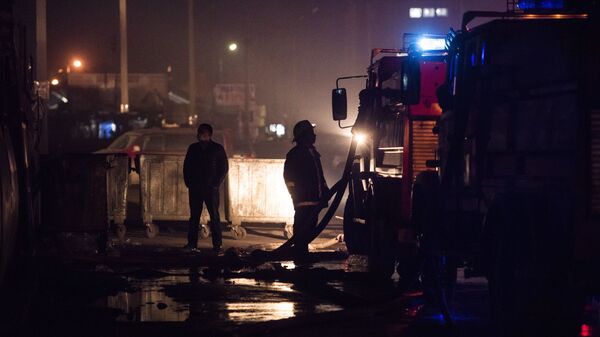Сотрудники противопожарной службы на месте возгорания. Архивное фото - Sputnik Кыргызстан