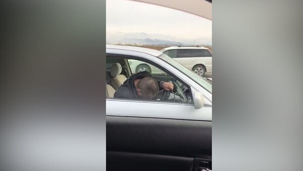 В Бишкеке пьяный водитель уснул за рулем? Видео очевидца - Sputnik Кыргызстан