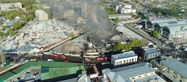 Өрттөн кийинки Ош базарынын көрүнүшү. Видео - Sputnik Кыргызстан