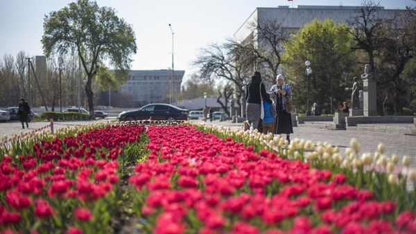 Горожане на площади Ала-Тоо в Бишкеке. Архивное фото - Sputnik Кыргызстан