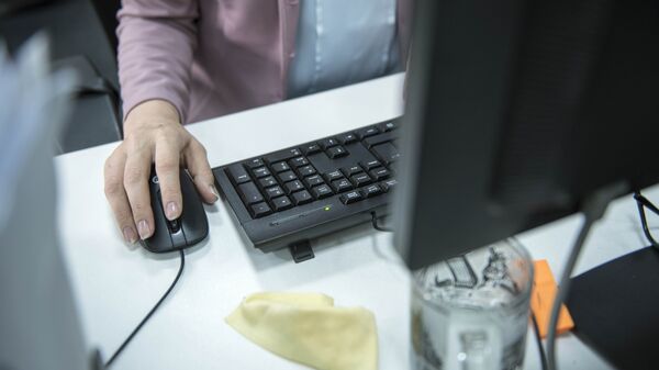 Компьютерде иштеп жаткан кызматкер. Архив - Sputnik Кыргызстан