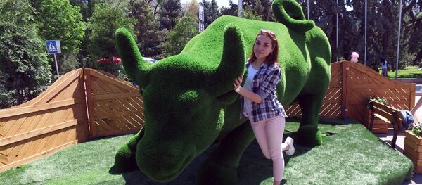 Установка скульптур-топиарий на старой площади Бишкека Установка скульптур-топиарий на старой площади Бишкека - Sputnik Кыргызстан