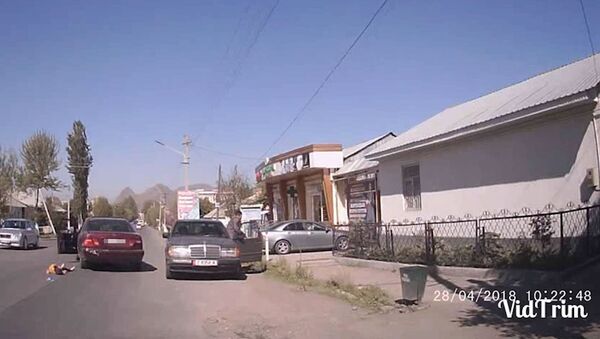 Ош: айдоочунун жолдон өтүп бараткан 6 жаштагы кызды койдуруп кеткен видеосу - Sputnik Кыргызстан
