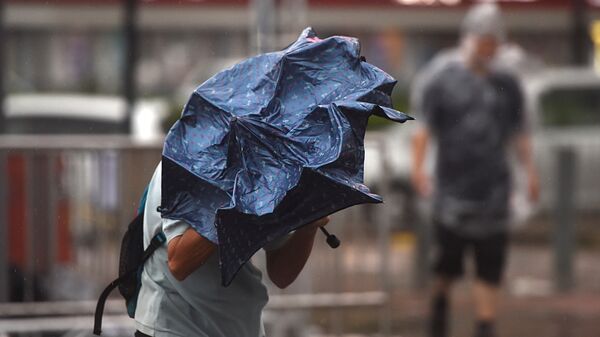Мужчина с зонтом во время ветра. Архивное фото - Sputnik Кыргызстан