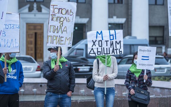 Партия зеленых и общественное движение Мы задыхаемся вышли на митинг к зданию мэрии - Sputnik Кыргызстан
