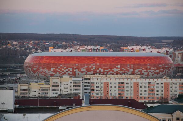 Вид на стадион Мордовия Арена со обзорной площадки на центральной площади Саранска - Sputnik Кыргызстан
