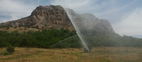 Ош шаарындагы Сулайман-Тоонун күңгөй тарабы жамгырлатып сугарылып, 13-июнь күнү буга чейин орнотулган түтүктөр алгачкы жолу иштеди Ош шаарындагы Сулайман-Тоонун күңгөй тарабы жамгырлатып сугарылып, 13-июнь күнү буга чейин орнотулган түтүктөр алгачкы жолу иштеди - Sputnik Кыргызстан