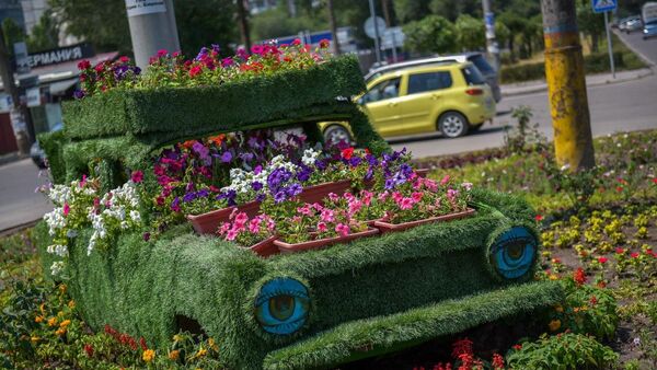 Необычные цветочные клумбы в Бишкеке - Sputnik Кыргызстан