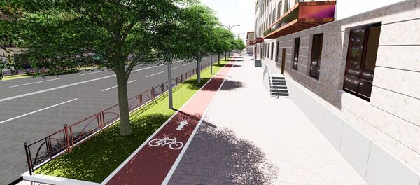 Эскиз планируемой велодорожки на проспекте Манаса/Чингиза Айтматова в Бишкеке. Архивное фото - Sputnik Кыргызстан