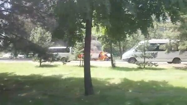 В Бишкеке горел автомобиль — видео очевидца - Sputnik Кыргызстан