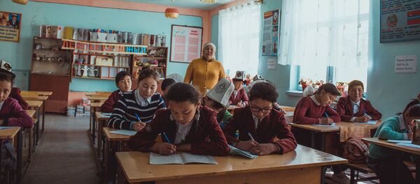 Сабак өтүп жаткан мугалим. Архив - Sputnik Кыргызстан