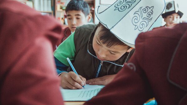 Школьник во время урока. Архивное фото - Sputnik Кыргызстан
