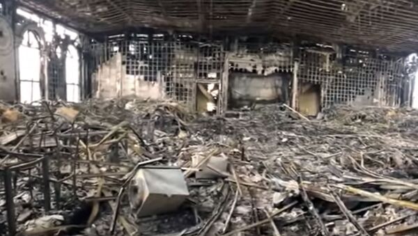 Обугленное и разрушенное кафе Арзу — печальное видео после пожара - Sputnik Кыргызстан