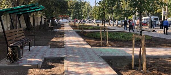 Бишкекте Байтик баатыр менен Сүйөркулов көчөлөрүнүн кесилишинде шаардыктардын эс алуусу үчүн жаңы аллея пайда болду - Sputnik Кыргызстан