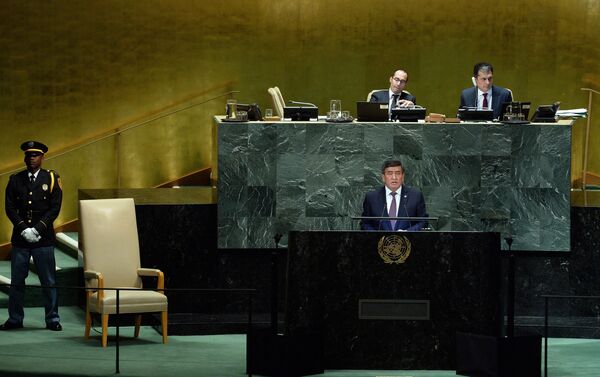 Глава государства впервые произнес речь с трибуны Организации Объединенных Наций - Sputnik Кыргызстан