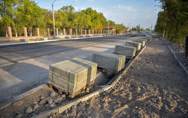 Градоначальник проверил ход  строительства на магистрали пешеходной аллеи с велодорожкой. - Sputnik Кыргызстан