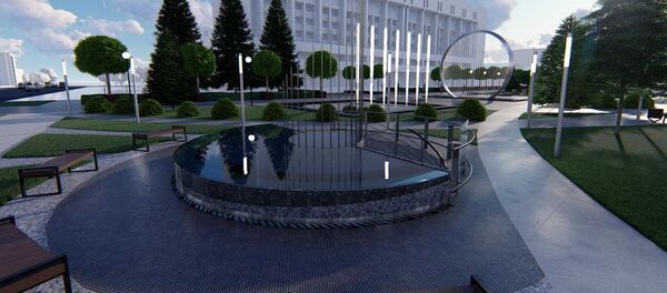 Бишкек мэриясы Башкы прокуратуранын күйүп кеткен имаратынын ордуна салына турчу сквердин болжолдуу эскизин көрсөттү - Sputnik Кыргызстан