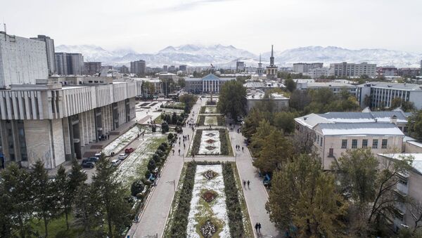 Вид с высоты на аллею Молодежи и здание столичного муниципалитета в Бишкеке. Архивное фото - Sputnik Кыргызстан