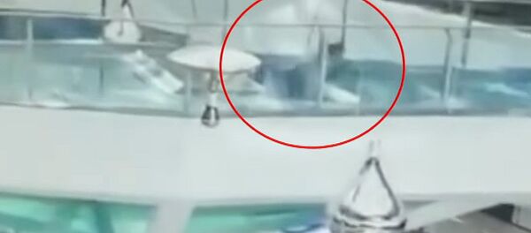 Женщина упала в бассейн с голодными акулами — видео - Sputnik Кыргызстан