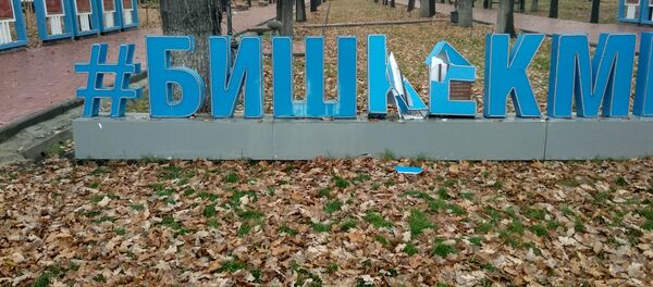 Инсталляция в виде хэштега #Бишкекменин в центре столицы - Sputnik Кыргызстан