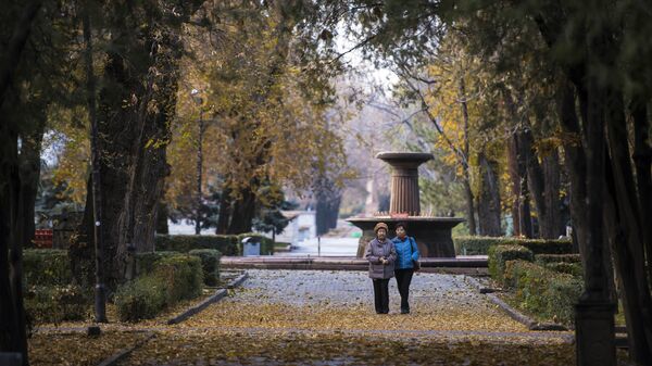 Бишкекте паркта сейилдеп жүргөн айымдар. Архивдик сүрөт - Sputnik Кыргызстан