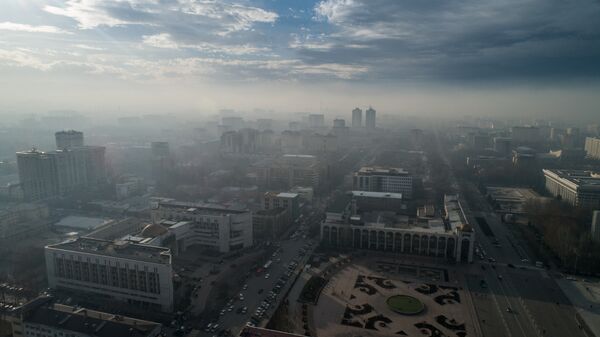 Вид на центр Бишкека охваченный смогом. Архивное фото - Sputnik Кыргызстан