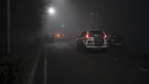 Автомобили во время движения во время густого тумана. Архивное фото - Sputnik Кыргызстан