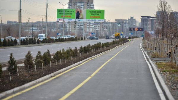 В Бишкеке завершено строительство велосипедной дорожки и пешеходной аллеи на Южной магистрали - Sputnik Кыргызстан