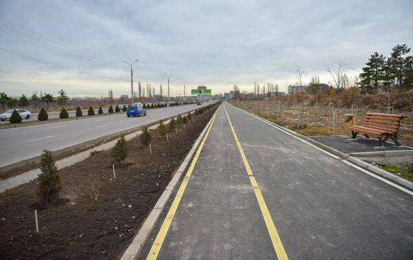 В Бишкеке завершено строительство велосипедной дорожки и пешеходной аллеи на Южной магистрали - Sputnik Кыргызстан