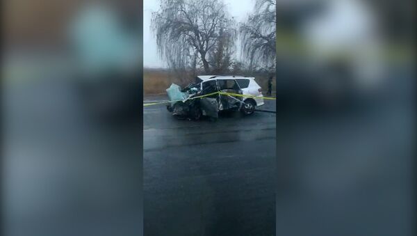 Страшное видео — два авто столкнулись под Токмоком, одно полностью сгорело - Sputnik Кыргызстан
