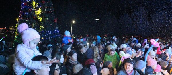 В парке Победы имени Даира Асанова в воскресенье, 16 декабря, зажгли новогоднюю елку - Sputnik Кыргызстан