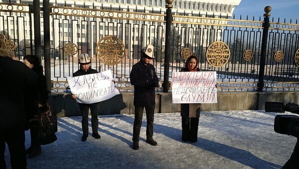 Митинг, где выступают за смертную казнь педофилов у здания ЖК - Sputnik Кыргызстан