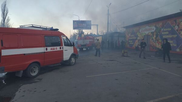 Пожар на складе в селе Лебединовка Чуйской области - Sputnik Кыргызстан